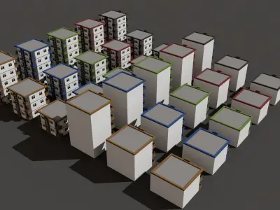 Cartoon Building Low Poly Building C 30 Variant Low-poly 3D model