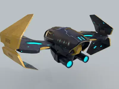 Futuristic Spaceship 3D  Low-poly 3D model
