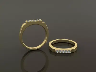 STEP BAR DIAMOND RING BAND NARROW MIX SIZE 3D print model