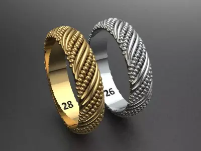 Gold silver RingTwisted Design  3D print model
