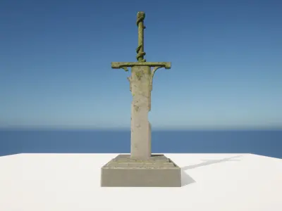 Stylized Sword Statue Low-poly 3D model