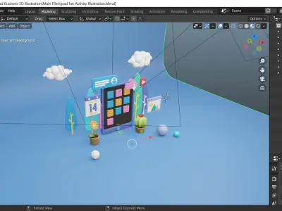 Tablet Fun Activity Illustration Low-poly 3D model