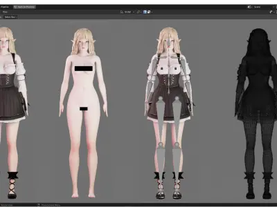Elf Archer - Female Character - Blender UE5 Unity 40 animations Low-poly 3D model