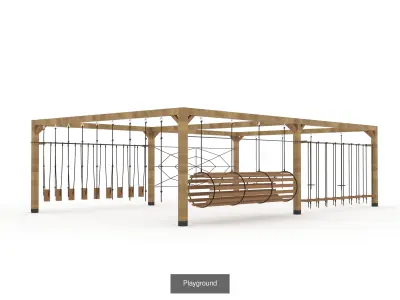 Wooden Playground Set 3D Model Pack