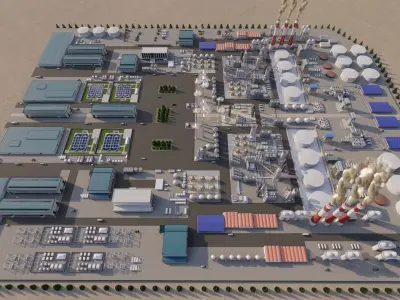 Petrochemical-Complex and Oil Gas Rig-Refinery power plant 3D model