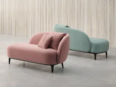 Soufflot 1 Armed Sofa 3D model