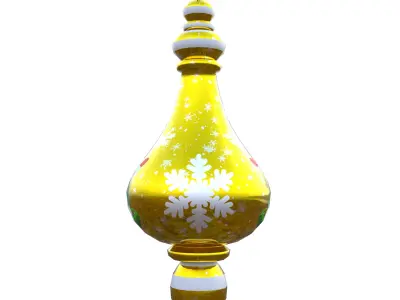 Charming Snowman Gold Holiday Bauble 3D Model  PBR Only Quads Low-poly 3D model