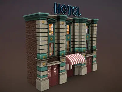 Urban City Hotel Low-poly 3D model
