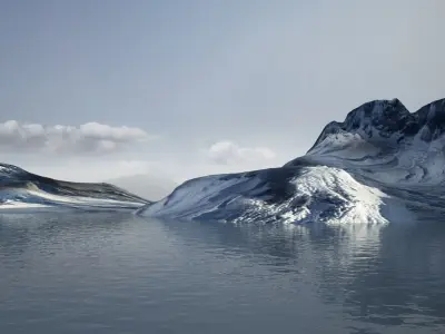 Icebergs icescape snow ice polar pole ocean water sea arctic  3D model