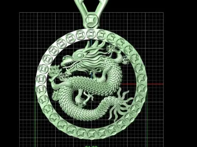 Chinese Dragon Pendant 3D print model 3D print model