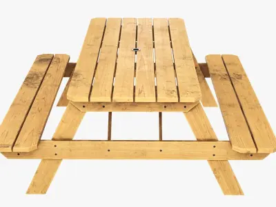 Picnic Table Wood dirty 3D model