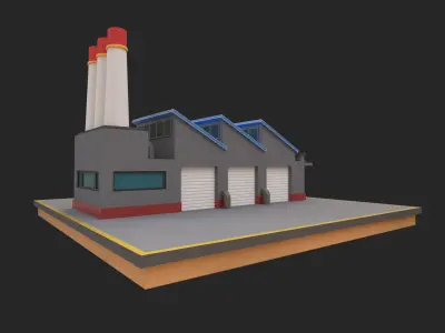 Cartoon Industrial Factory Low-poly 3D model Low-poly 3D model