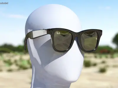 Ray Ban Stories Meteor Black Smart Glasses Green Solid 3D model