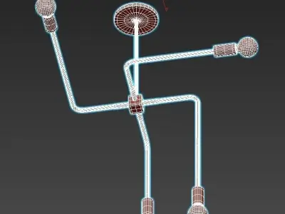 odder three light chandelier - gold 3D model