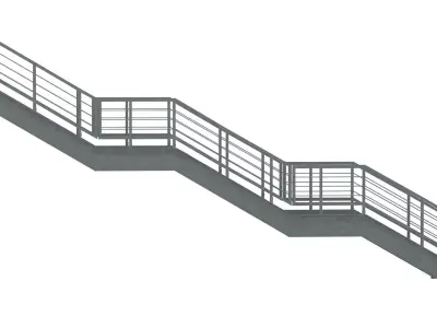 Metal Modular Industrial Staircase Builder set 02 3D model