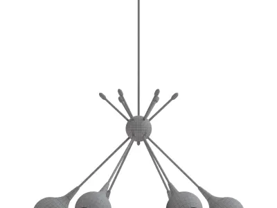  Pontil 6-Light Chandelier in Honey Gold 3D model