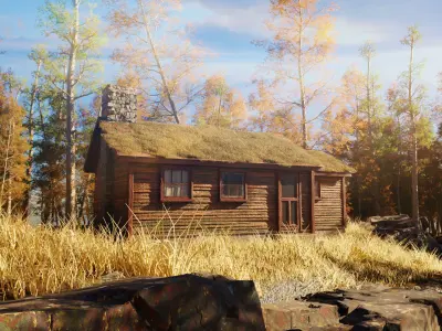 cabin a the woods blender scene Low-poly 3D model