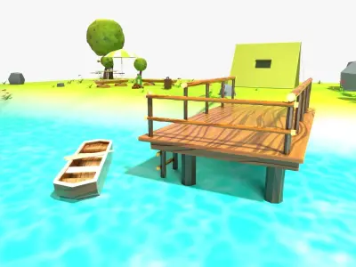 Cartoon Camping Pack Low-poly 3D model