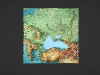 Ukraine Black Sea Map Topography Low-poly 3D model