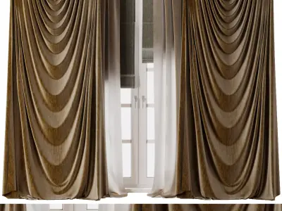 Curtains with Roman blinds 33 HBH Low-poly 3D model
