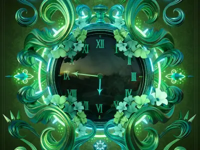 Curved Ornament Abstract Stopwatch 3D model