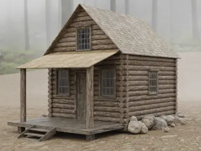 Abandoned House in Forest by Nikdox Low-poly 3D model