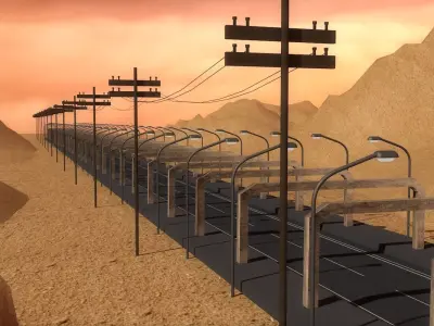 Highway empty train tunnel in desert 3D model