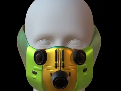 Gas mask helmet 3d model scifi Low-poly  Low-poly 3D model