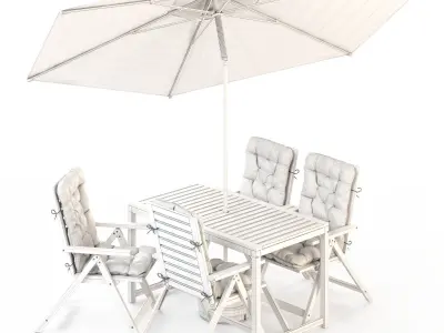 NAMMARO Table and 4 reclining chairs and umbrella IKEA 3D model