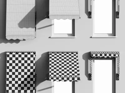 Sunblind three checkered window awnings 3D model