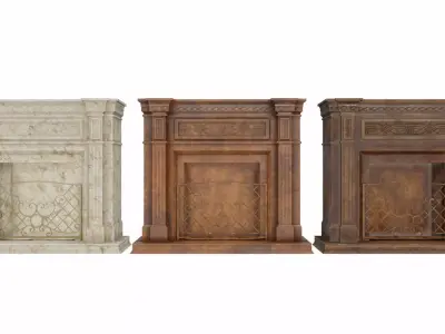 Fireplace with ornate frame 3D model