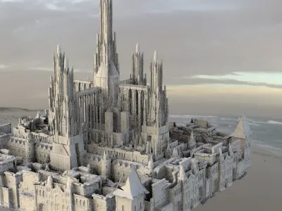 Babylon temple Huge with city garden lower city 3D model