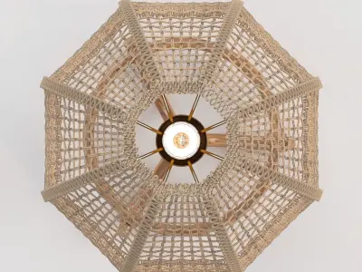 Pair of Midcentury Bamboo Table Lamp 3D model