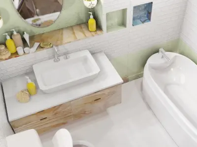 bathroom scene packed with models 3D model