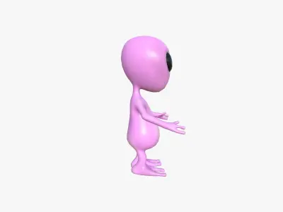 Cute Alien A09 Pink Black - Simple - Character Design Low-poly 3D model