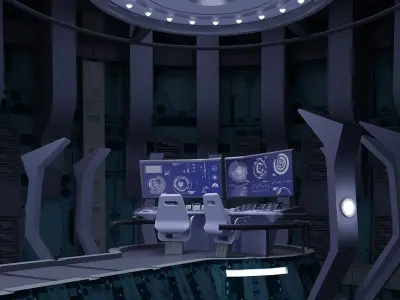 Space Station corridors spaceship landing sites 3D model