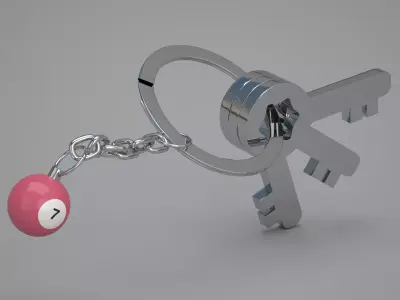 7 Pool Snooker Ball with Keychain 3D model