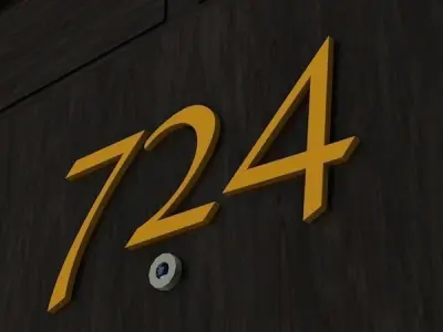 Hotel Room Door with Numbers Low-poly 3D model