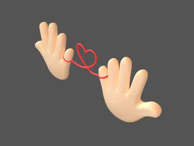 Hand with Red Line Icon v1 002 Low-poly 3D model
