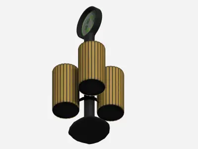 Triple cage type circular wooden trash can Low-poly 3D model