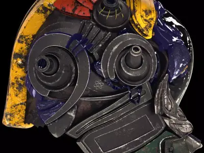 cyborg helmet made of metal and plastic Low-poly 3D model