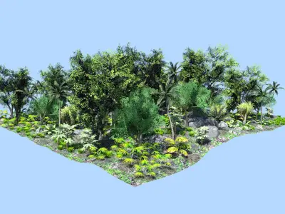 deep jungle scene Low-poly 3D model