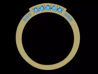 Crisscross Bridge Arched Band with Azure Stone Gradient 14K Gold 3D print model