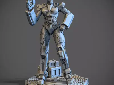Scifi Lady Elite Soldier 100mm 3D print model