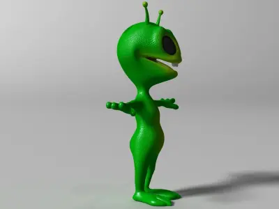 Cartoon alien RIGGED Low-poly 3D model