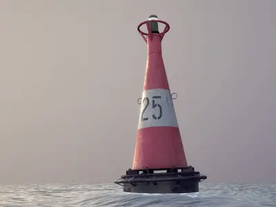 Buoy River RB-6-01 Right Turn Mark Low-poly 3D model