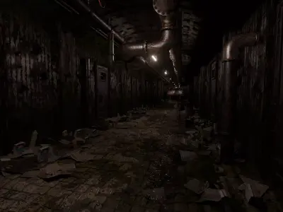 Abandoned Underground Hallway Scene 3D model