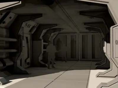 sci-fi corridor and cells military base  3D model