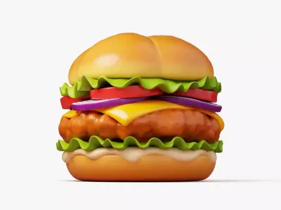 Crispy Chicken Burger 3D model