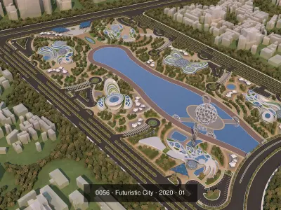 6 Full Scenes - Futuristic City-Island - Bundle 3D Model Pack